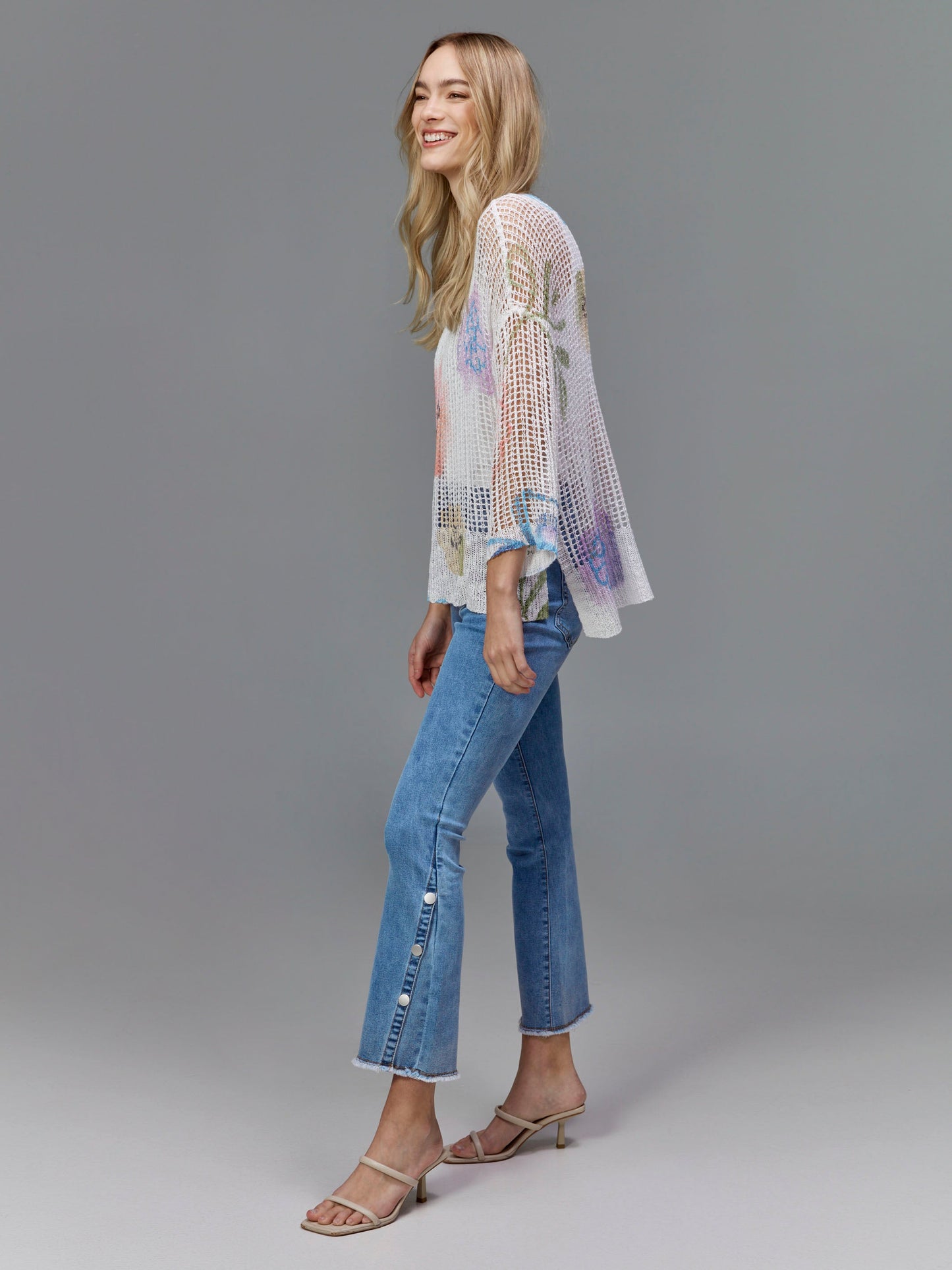 Bootcut Jeans with Side Snap Detail - Light Blue