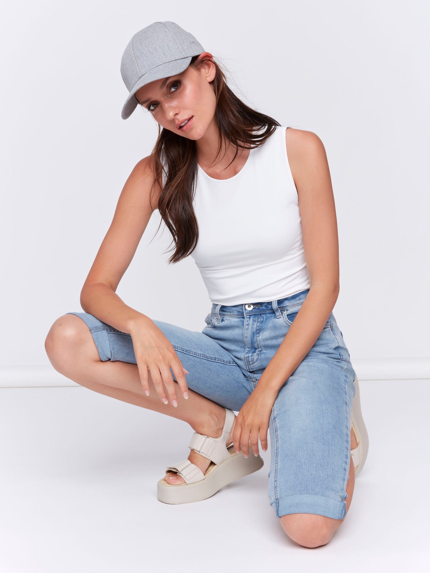 Stretch Denim Pedal Pushers - Light Blue