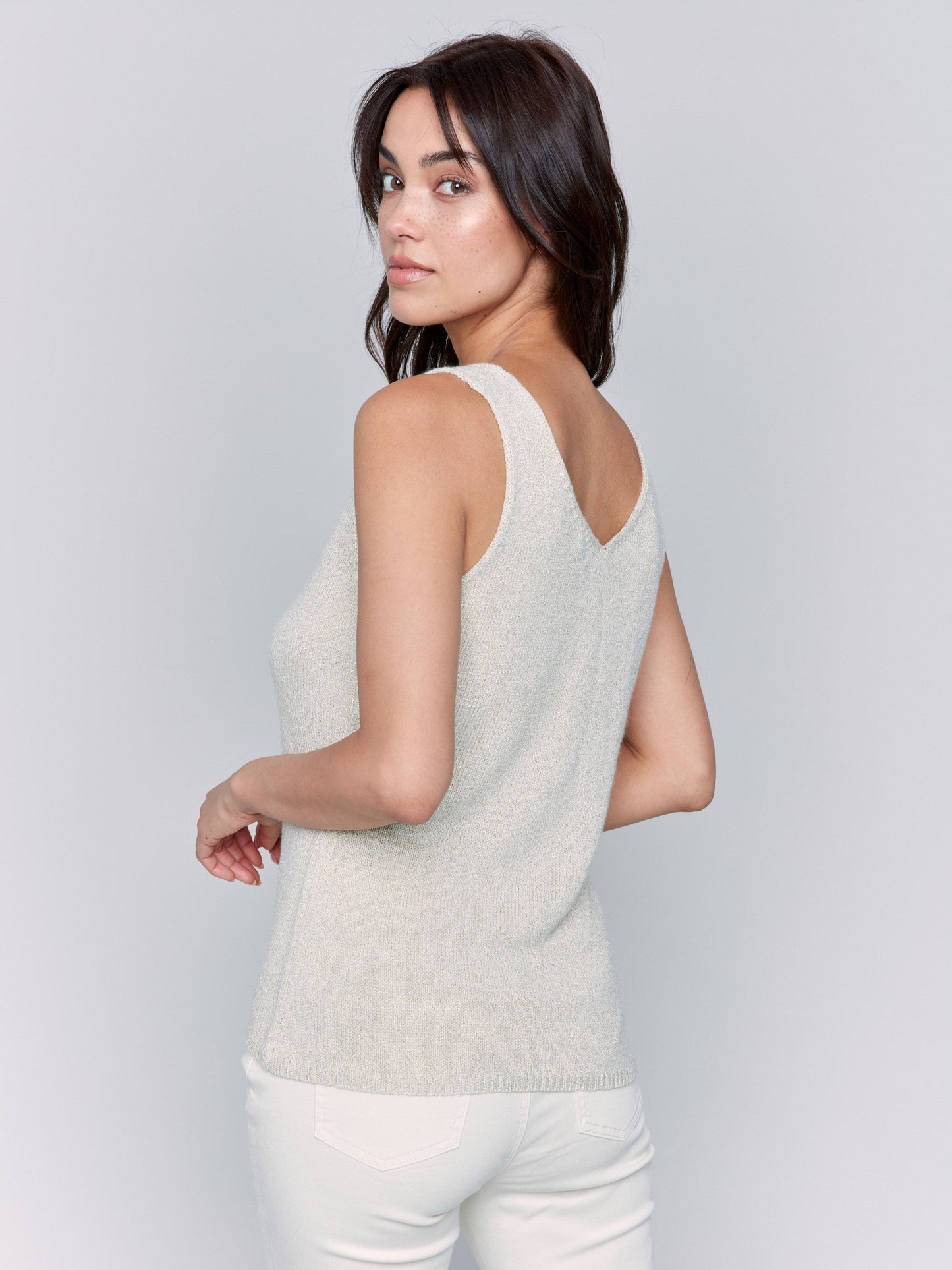 Metallic Lurex Knit Cami - Gold