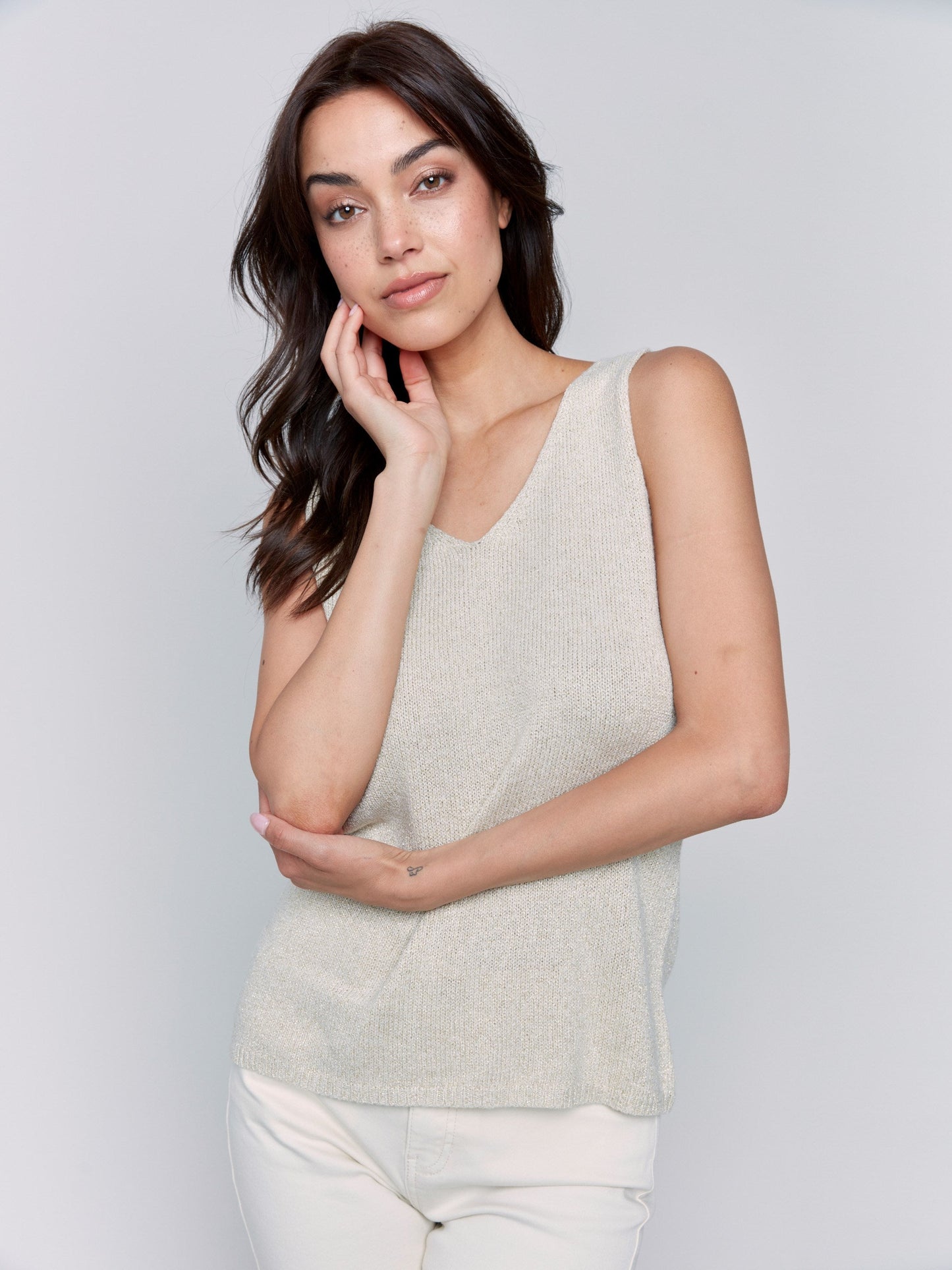 Metallic Lurex Knit Cami - Gold