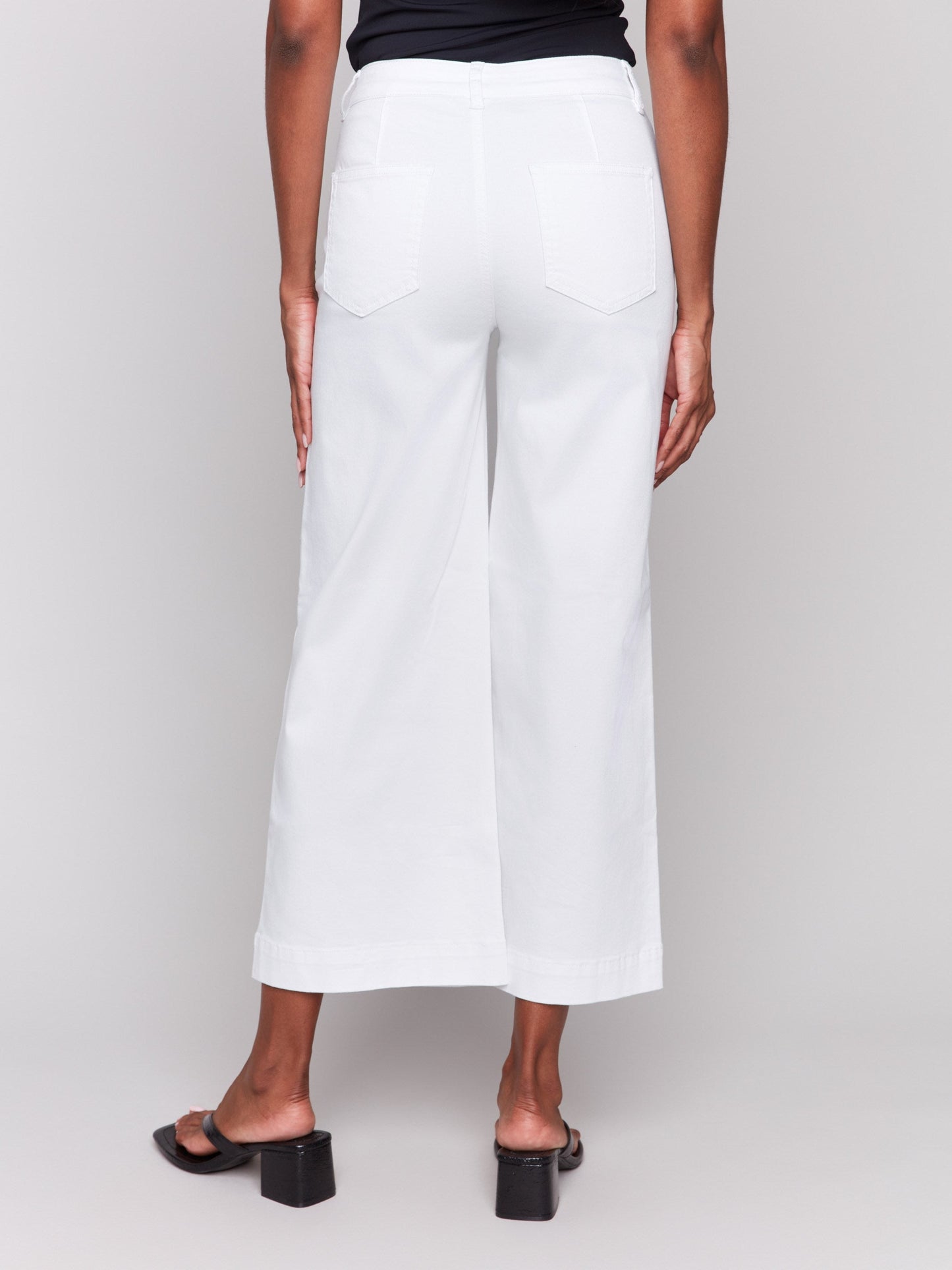 Patch Pocket Flare Twill Pants - White