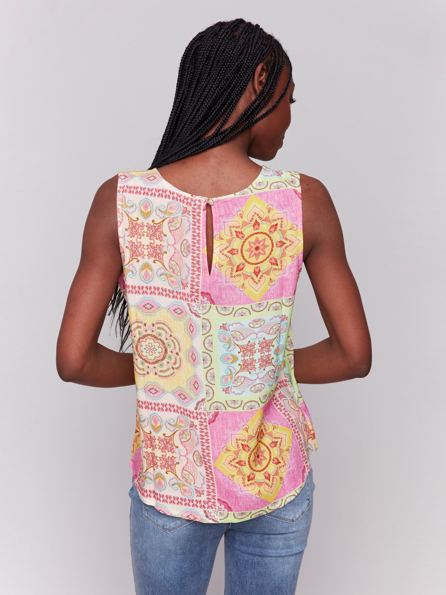 Printed Viscose Sleeveless Top - Carousel