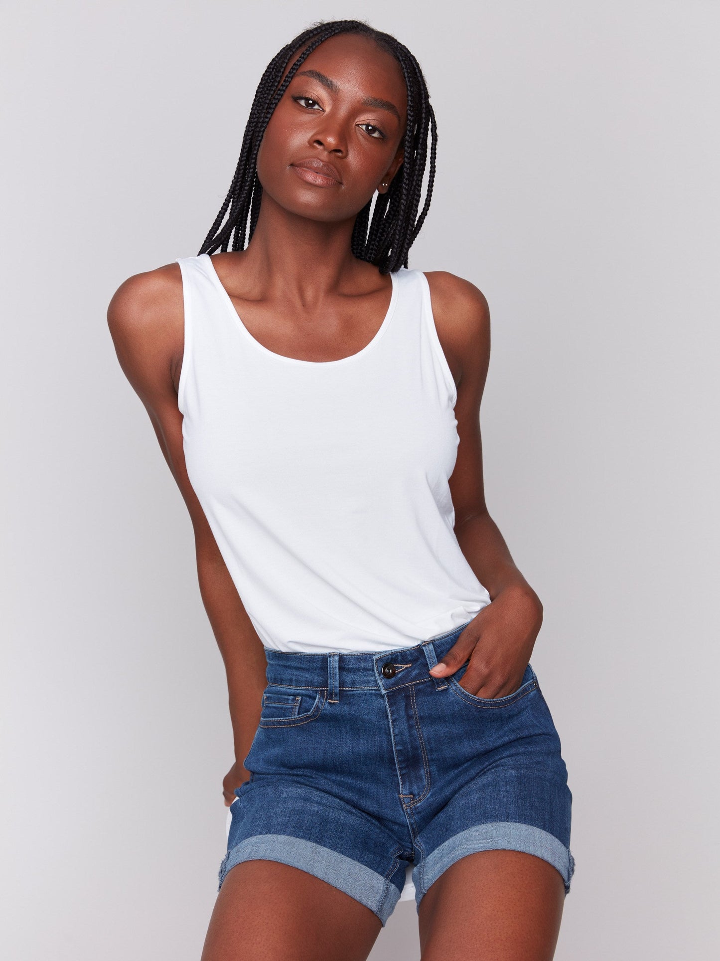 Rolled Cuff Denim Shorts - Indigo