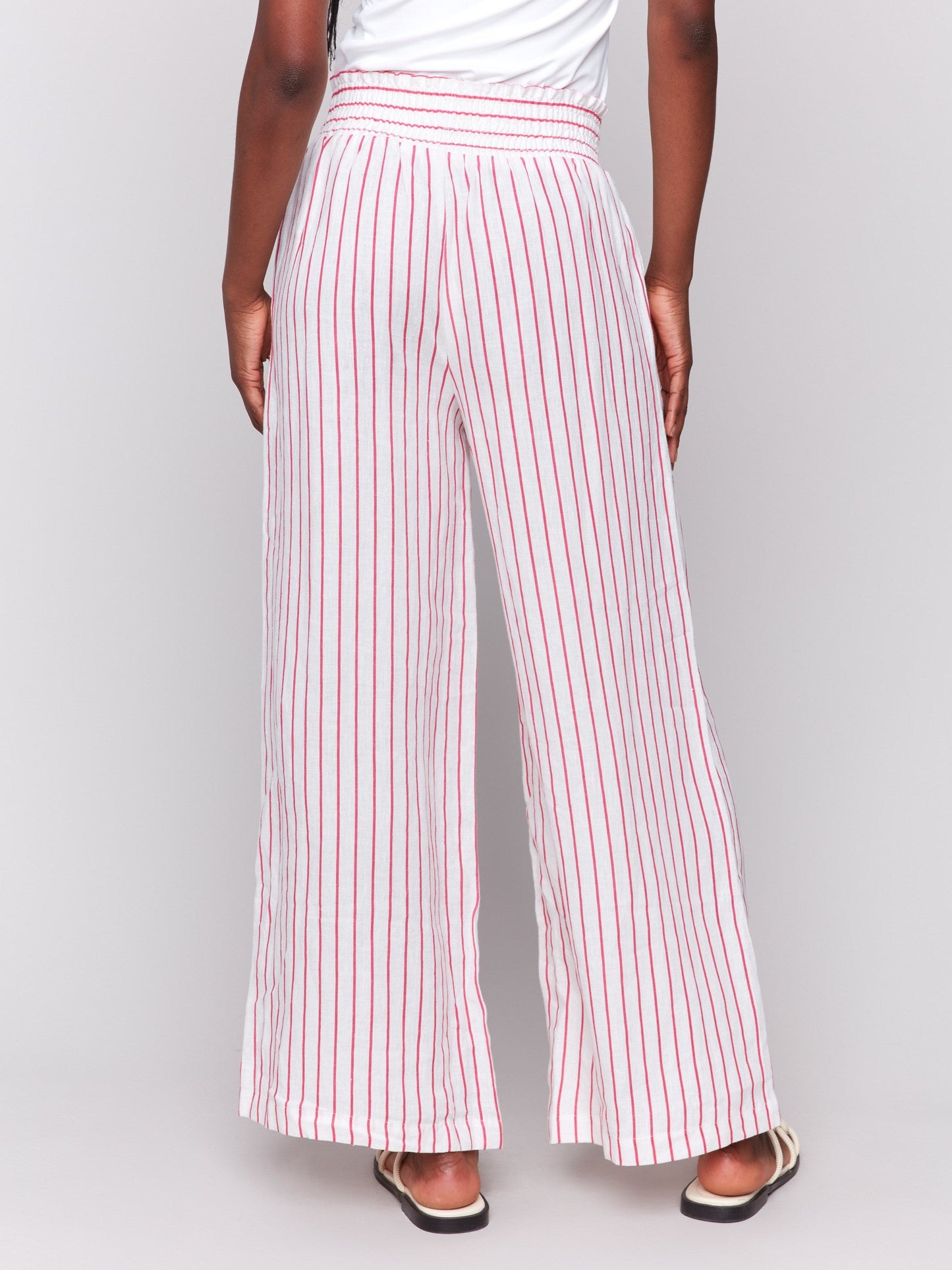 Striped Linen-Blend Wide Leg Pants - Paradise