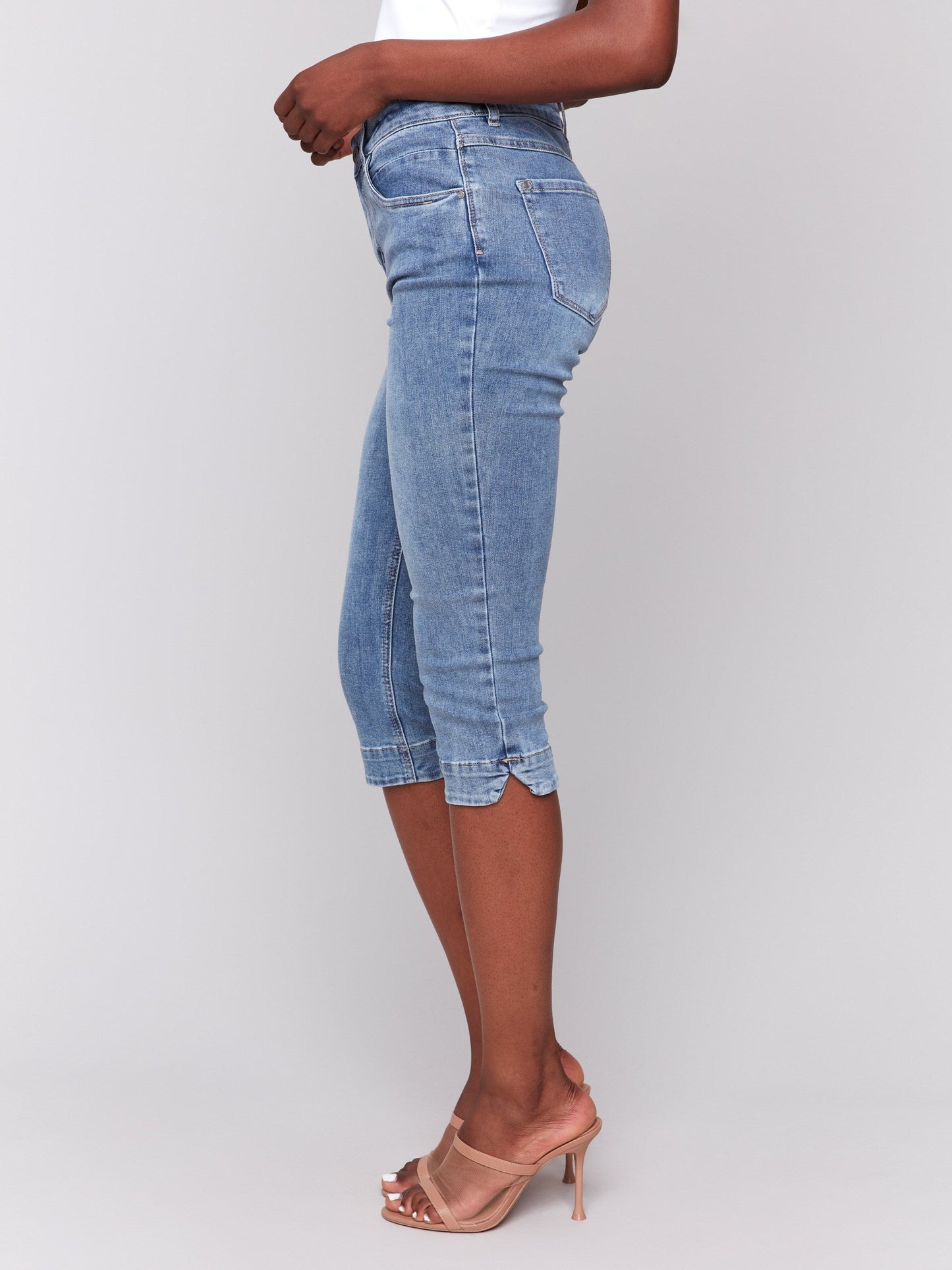 Knee High Capri Jeans - Medium Blue