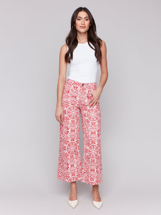 Printed Cotton Flare Pants - Fiesta